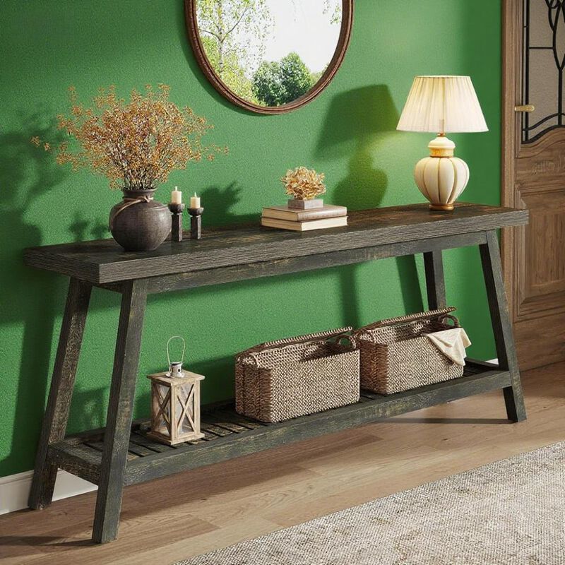 Narrow Console Table with Storage Shelf for Living Room or Hallway