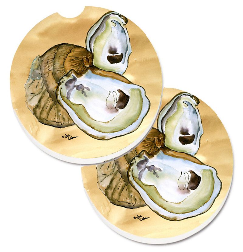 Caroline's Treasures Oyster Set of 2 Cup Holder Car Coasters 8160CARC, 2.56, Multicolor