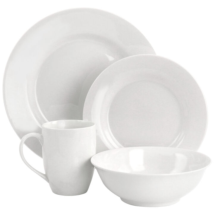 Gibson Home White Cloud Fine Ceramic 16 Piece Dinnerware Set in White
