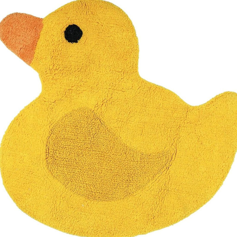 HomeRoots 25" Yellow Cotton Rubber Duckie Youthful Bath Rug image number 3