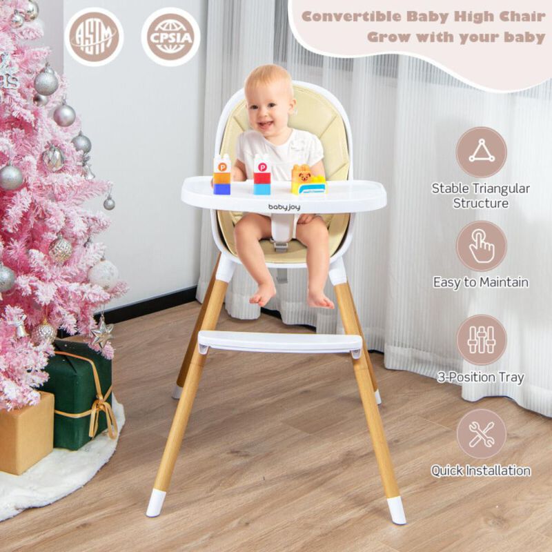 Hivvago 4-in-1 Convertible Baby High Chair Infant Feeding Chair with Adjustable Tray