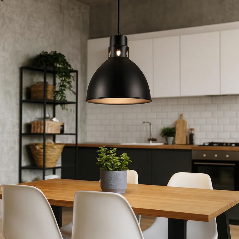 Nico 10 Inch Modern Pendant Light with Bronze Metal Shade, Clean Silhouette-Benzara image number 5