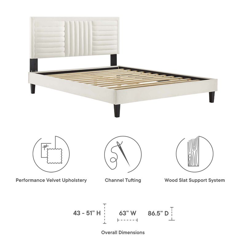 Sofia Channel Tufted Performance Velvet Full Platform Bed image number 6
