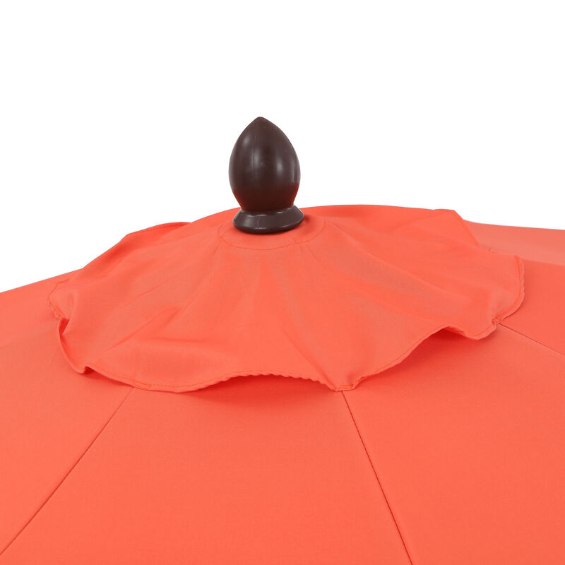 Tracy Classic MidCentury Scalloped Fringe Market Patio Umbrella with Auto-Tilt, Crank, Wind Vent and UV Protection