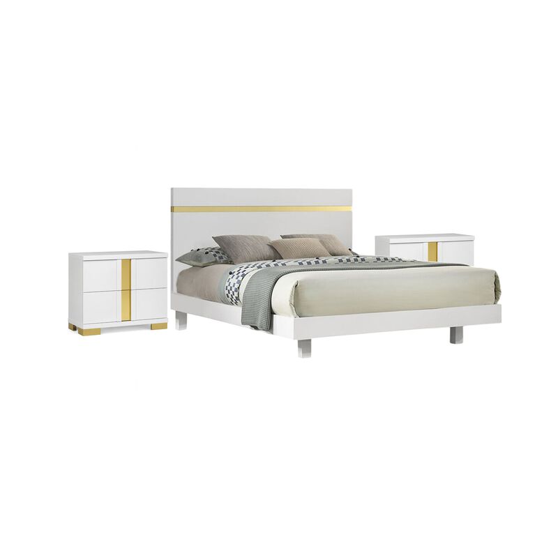 3pc Bedroom Set, Wood, 2 Nightstands image number 0