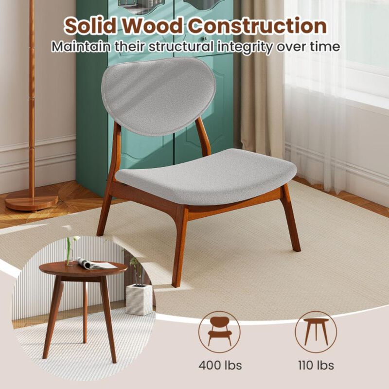 Hivvago Accent Chairs Set of 2 with Side Table and Solid Wood Frame