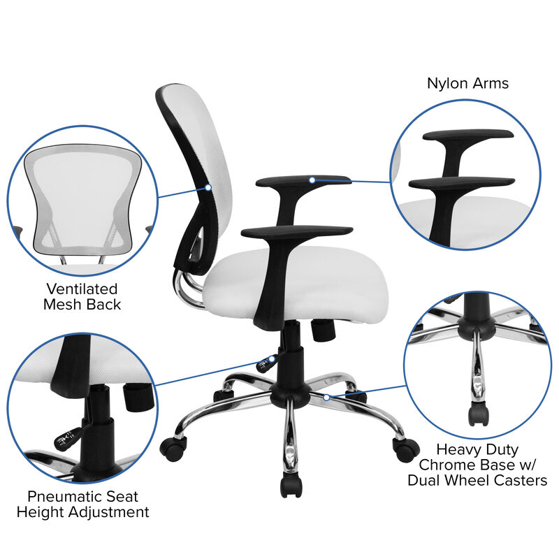 Alfred Mid-Back Dark Gray Mesh Swivel Task Office Chair with Chrome Base and Arms image number 4