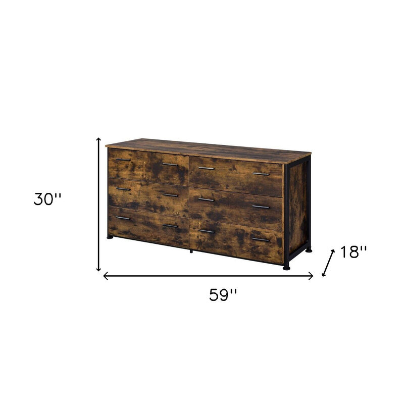 Solid Wood Six-Drawer Double Dresser for Bedroom Storage