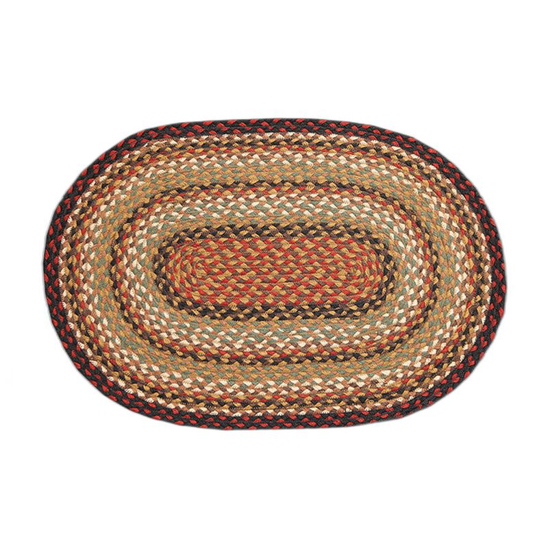 Earth Rugs C-319 Burgundy Mustard Ivory Oval Braided Rug 20 X 30 image number 0