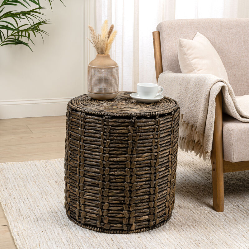Zaria Coastal Bohemian Handwoven Water Hyacinth Nesting Round Accent Table (Set of 3) image number 5