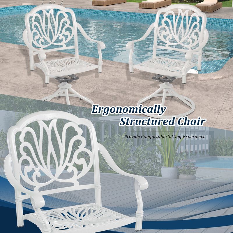 MONDAWE Patio Outdoor Aluminum Dining Swivel Rocker Chairs, Cast Aluminum Swivel Bar Stools (Set of 2)