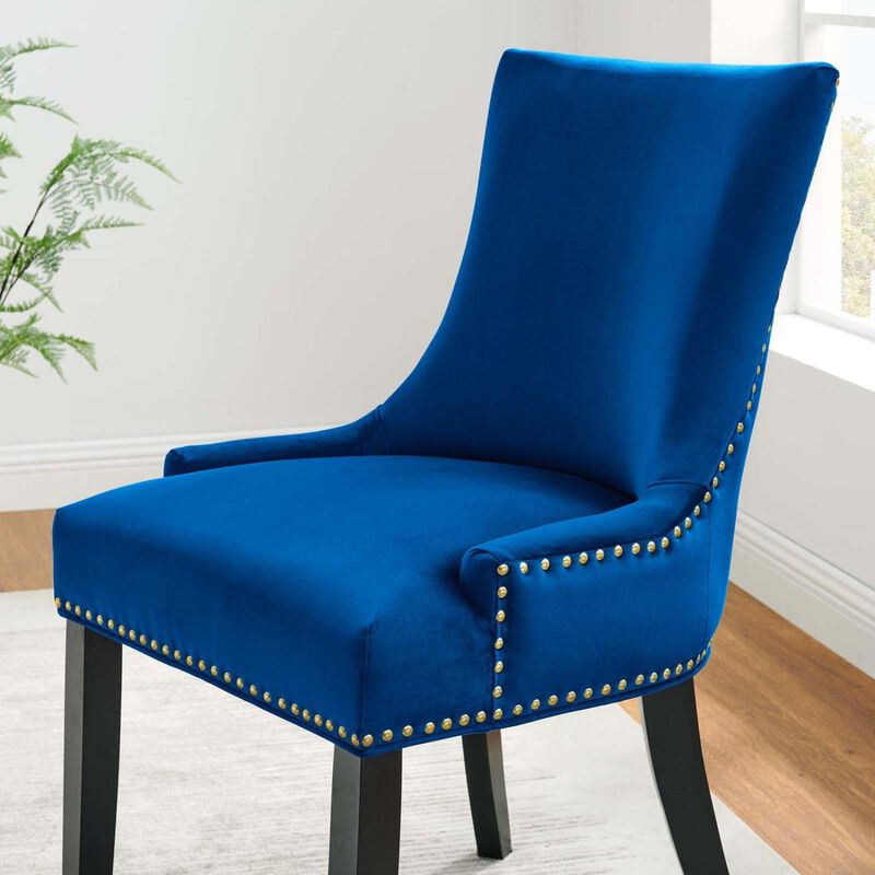 Modway Marquis 20.5" Velvet Dining Side Chairs in Navy/Black (Set of 2) image number 2