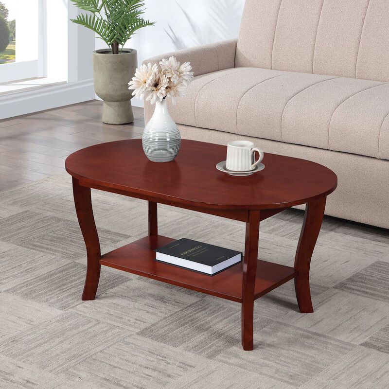 Convenience Concepts American Heritage Oval Coffee Table with Shelf
