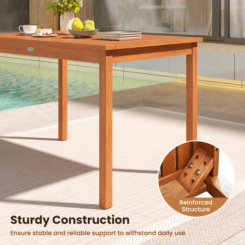 48" Wood Rectangular Patio Table for 4&ndash;6 People, Outdoor Dining Table image number 5