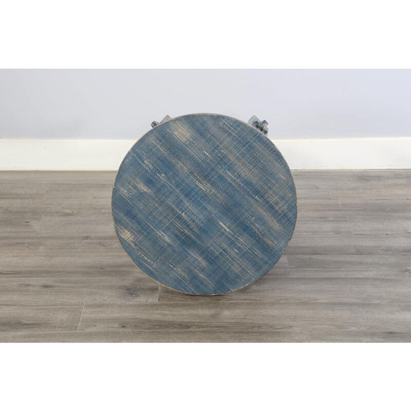Sunny Designs Marina Farmhouse Mahogany Wood End Table in Ocean Blue
