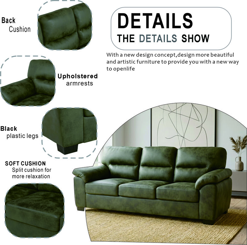 Domord Modern 81" Foil Fabric Sofa image number 2