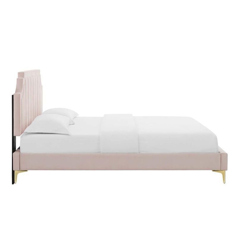 Sienna Performance Velvet Queen Platform Bed image number 2