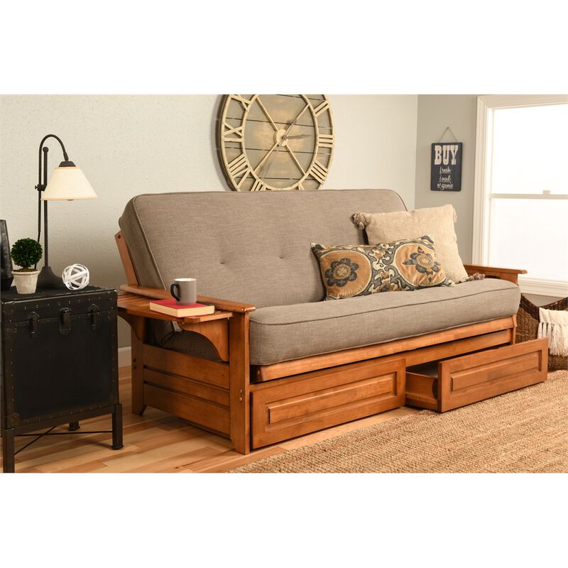 Phoenix Frame-Barbados Finish-Linen Stone Mattress-Storage Drawers image number 1