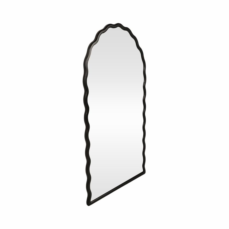 31x59" Wavy Leaner Mirror, Black image number 1