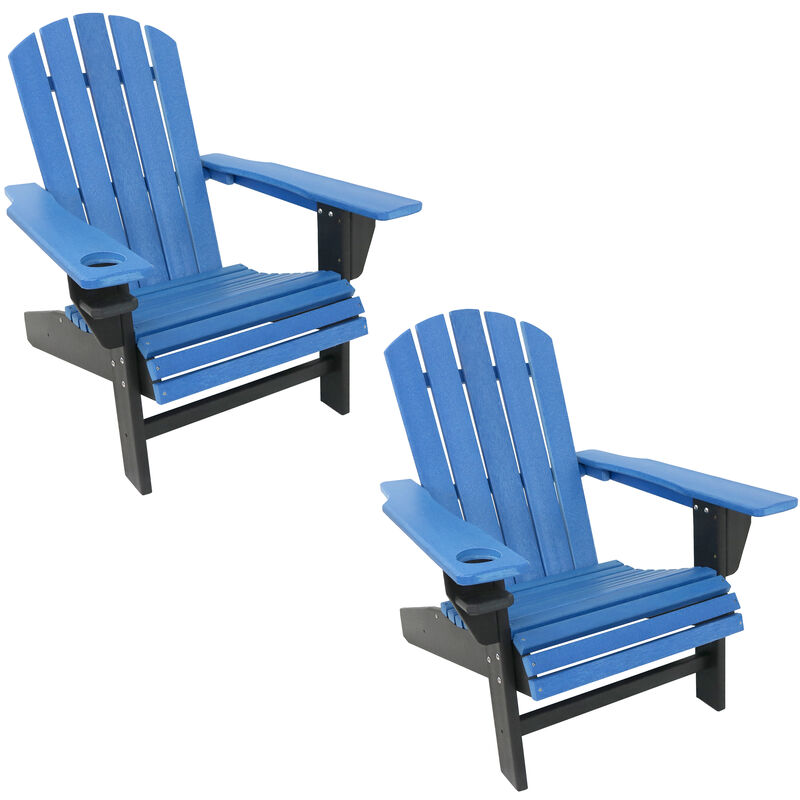 Sunnydaze Set of 2 Adirondack Chairs with Drink Holder