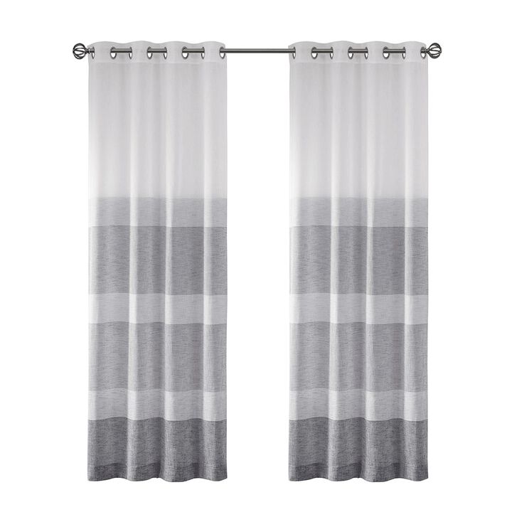 Striped Faux Linen Sheer Window Panel, Belen Kox