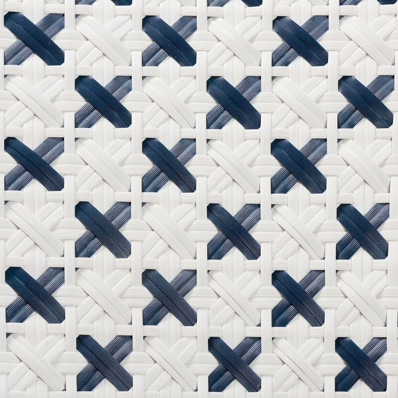 Bali & Pari Bryson Modern French Blue and White Weaving and Natural Rattan Bistro Chair