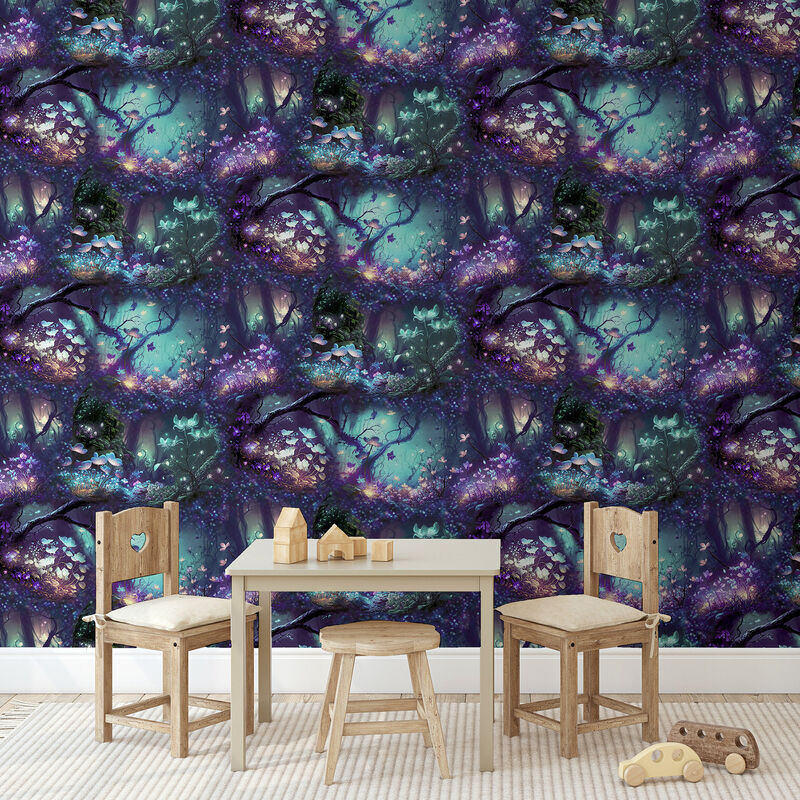 Oleda Dark Blue Magical Garden Wallpaper image number 3