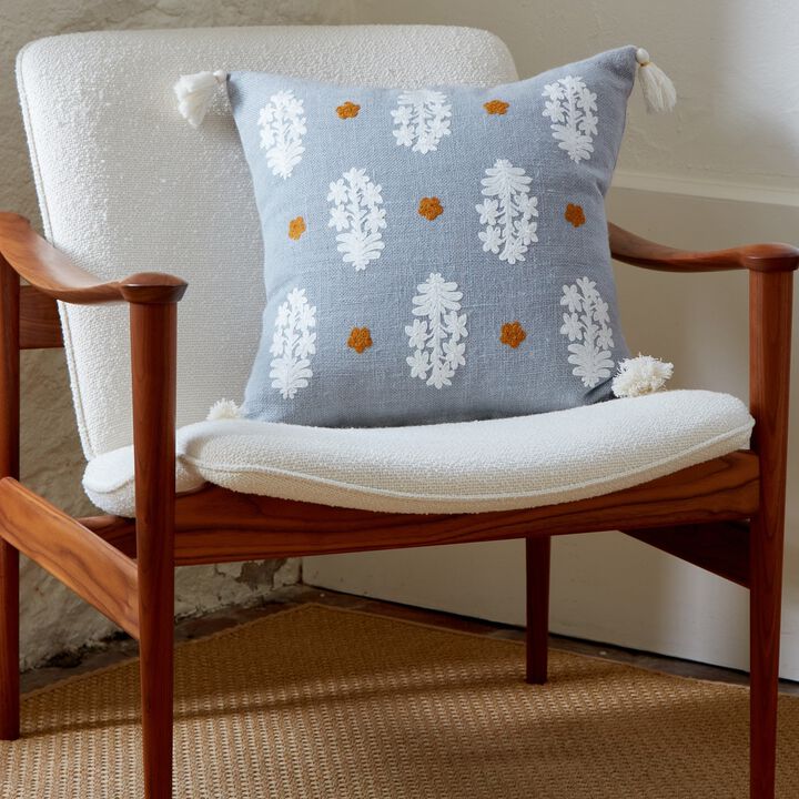 Udaipur Paisley slate blue pillow