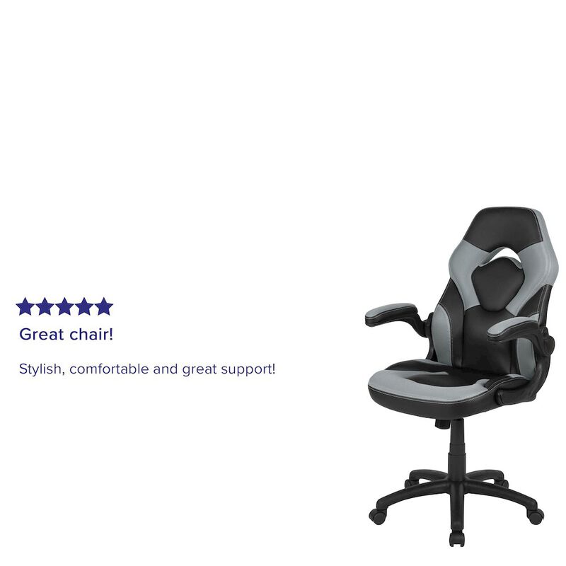 Flash Furniture X10 Gaming Chair Racing Office Computer Swivel Chair, White/Black LeatherSoft image number 1
