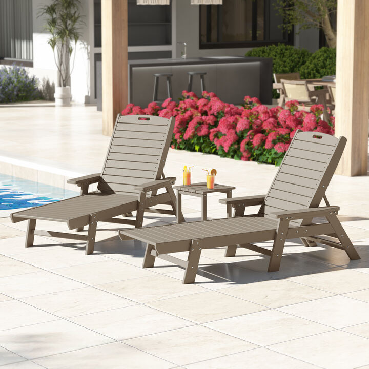 WestinTrends Poly Reclining Chaise Lounge Set With Table