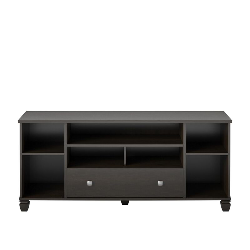 Ameriwood Home Brett TV Stand for TVs up to 64" with 7 Open Shelves and 1 Drawer, Espresso
