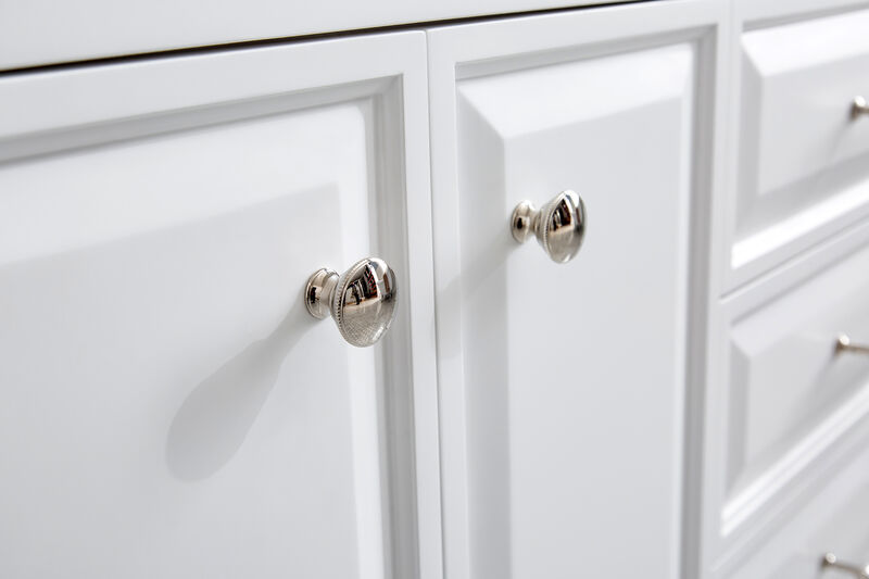 Palace 72 In. Double Sink Carrara Quartz Countertop Bath Vanity in Pure White with Polished Nickel (PVD) Hardware