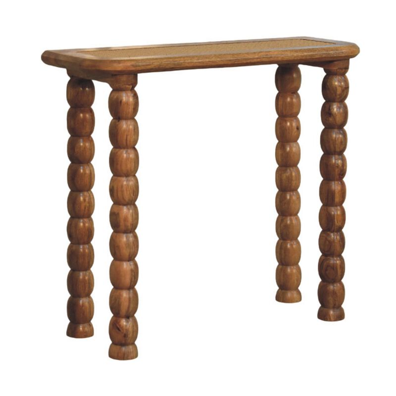 Artisan Furniture Solid Wood Spindle Rattan Console Table , Brown image number 3