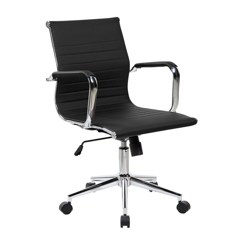 Techni Mobili Modern Medium Back Executive Office Chair. Color: Black