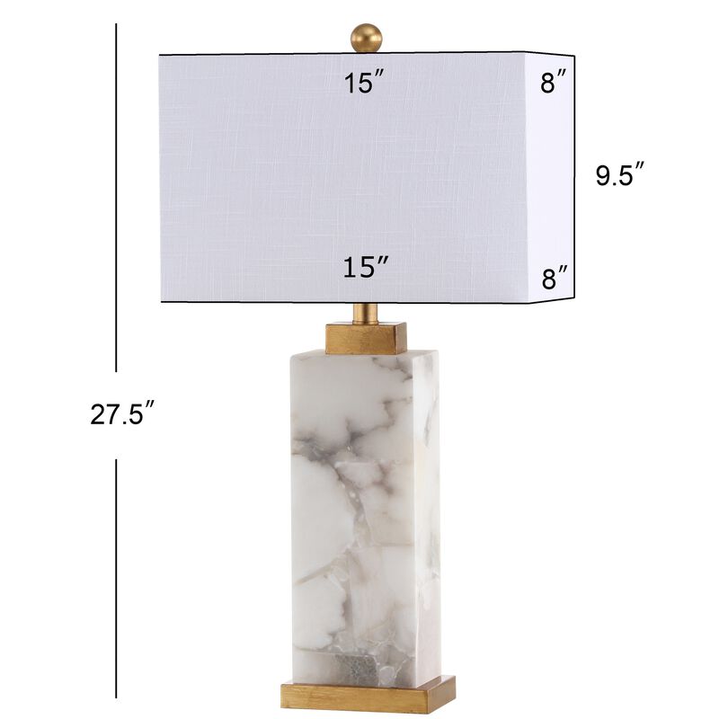 Elizabeth 27.5" Alabaster LED Table Lamp, White/Gold Leaf