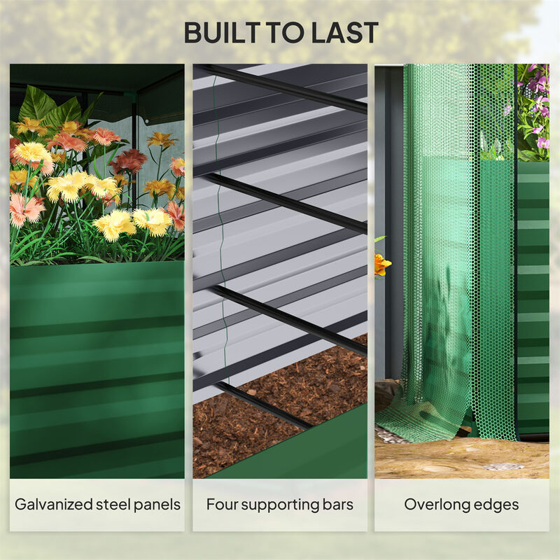 Galvanized Steel Raised Garden Planter, Sturdy Outdoor Container for Backyard Gardening