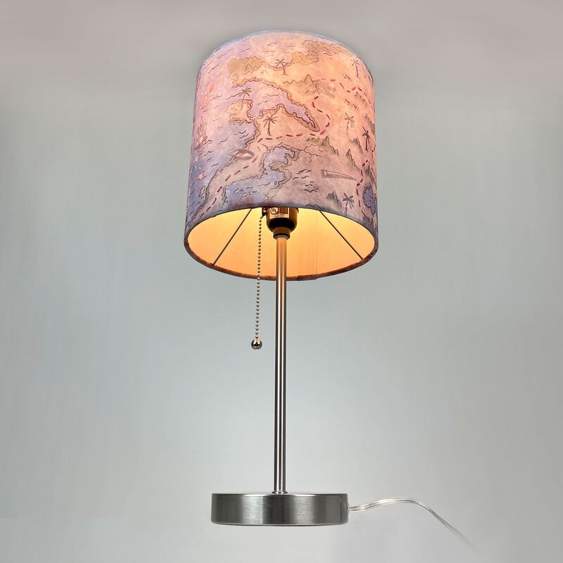 Decorative Treasure Map Brushed Nickel Accent Lamp Coastal Pirate Beach Decor image number 6
