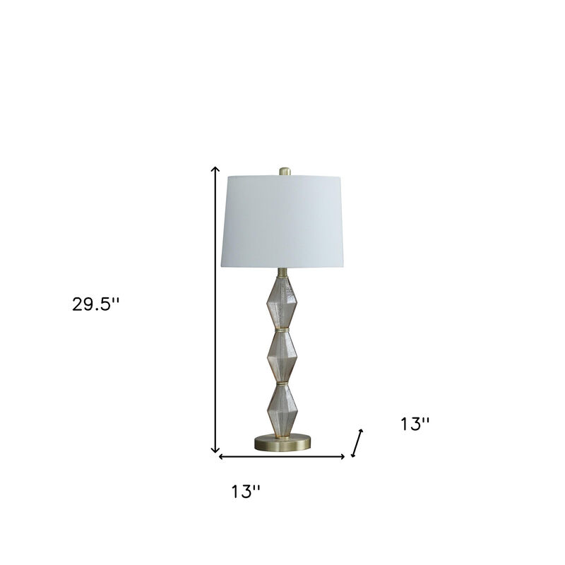Hivvago 30" Brushed Gold Geo Glass Table Lamp With Shade