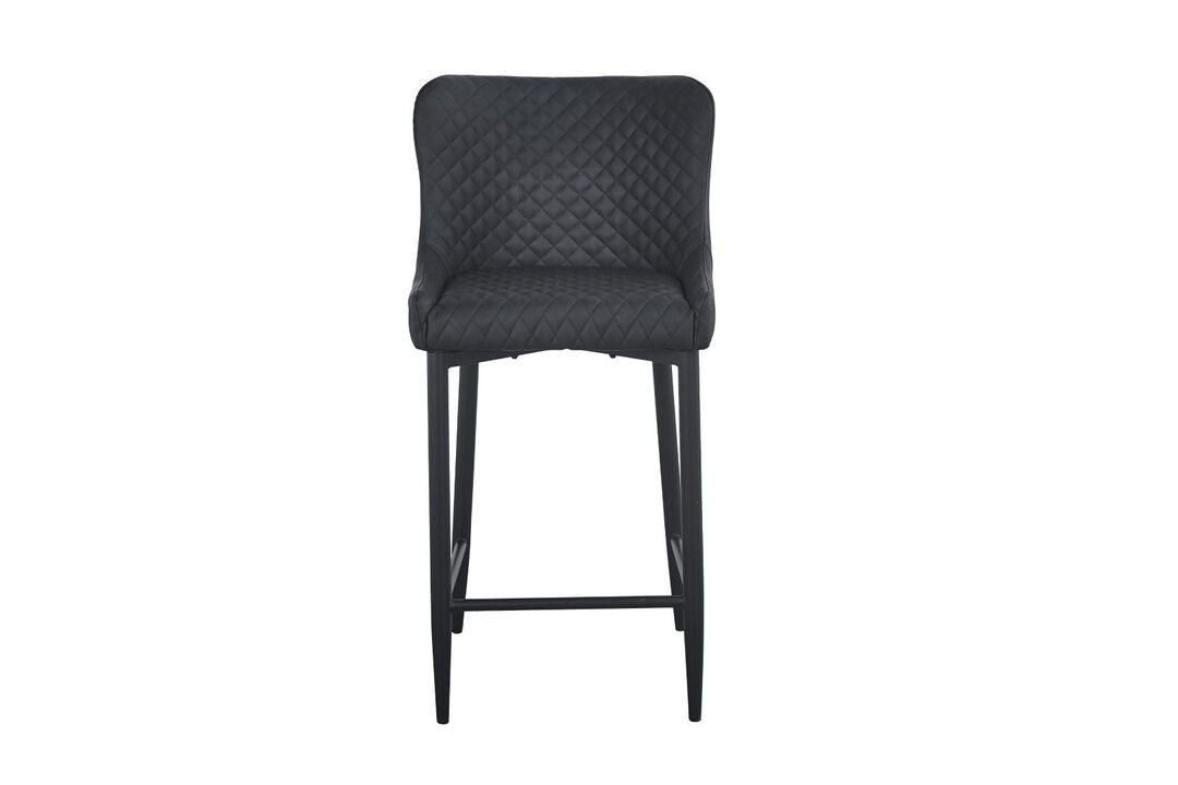 Upholstered barstool W/ Tufted Seat and back, dark gray 26"