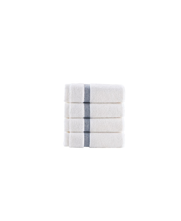 Brooks Brothers Contrast Border 4 pcs Wash Towels