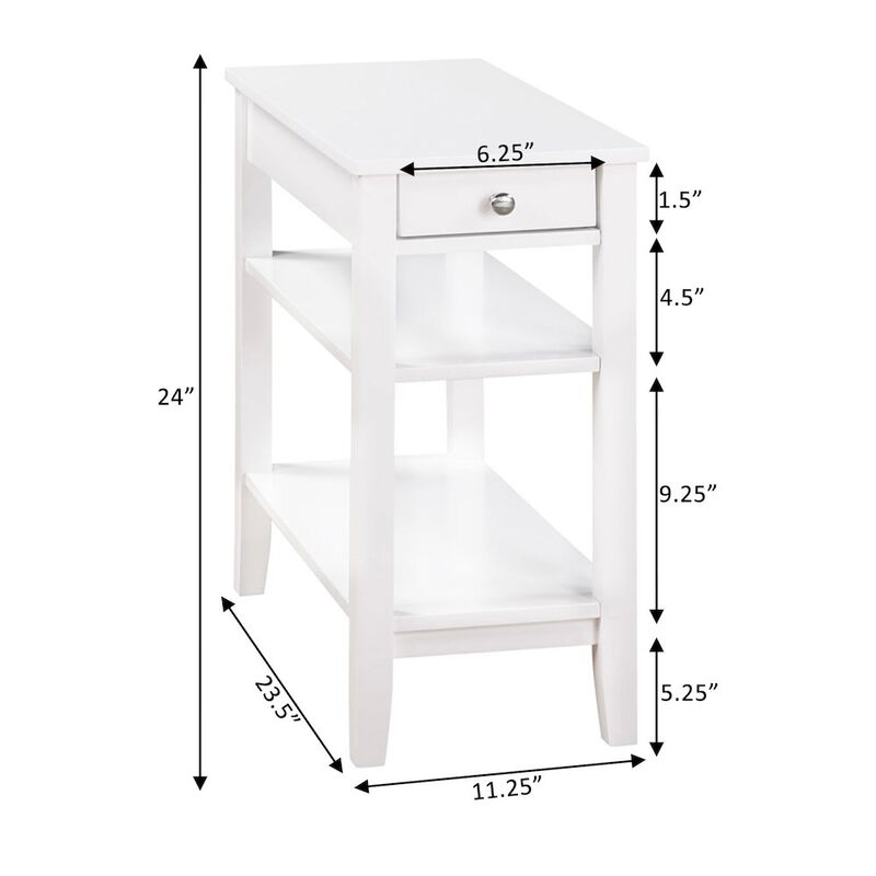 Convenience Concepts American Heritage 1 Drawer Chairside End Table with Charging Station and Shelves