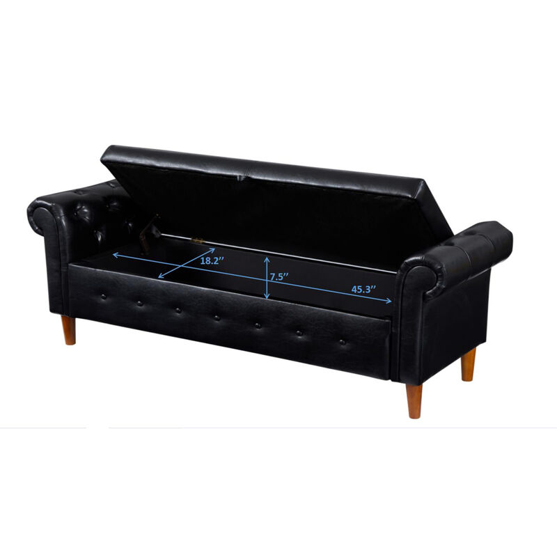 Black Multifunctional Storage Rectangular Sofa Stool