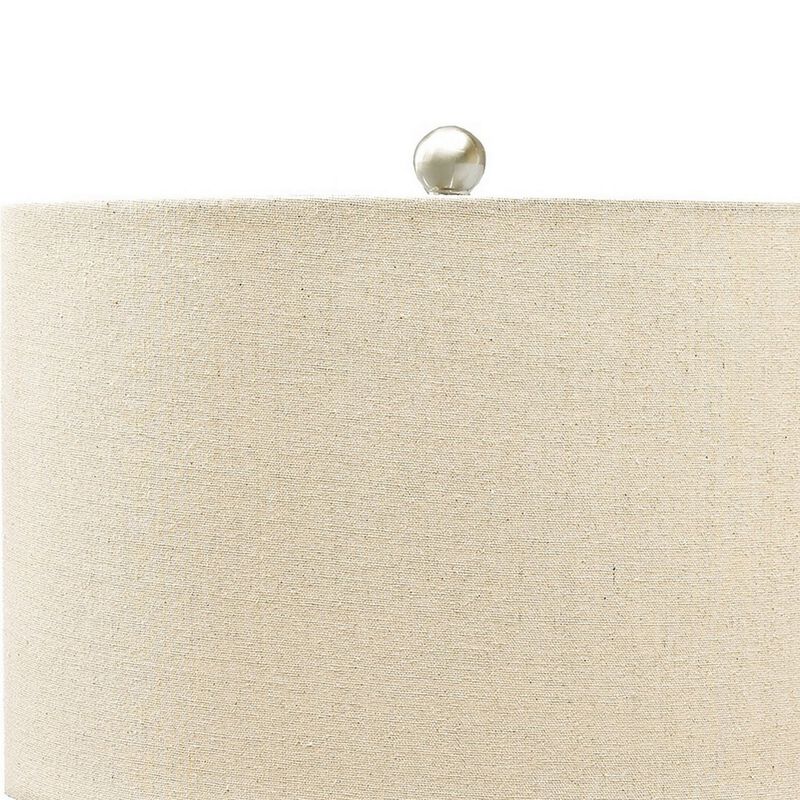 Speckled Ceramic Base Table Lamp with Drum Shade, Beige - Benzara