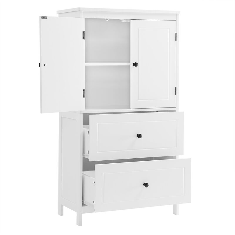 Whisen Bathroom Storage Cabinet, Cabinet with Double Doors, Drawers and Adjustable Shelf