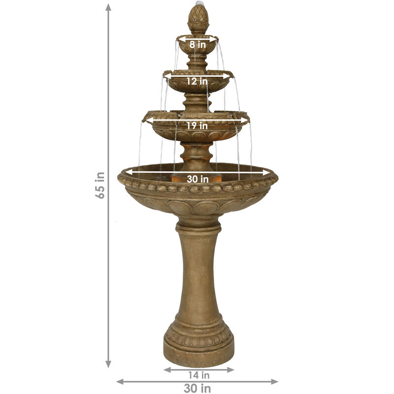 Sunnydaze Electric Eggshell Resin Outdoor 4-Tier Water Fountain