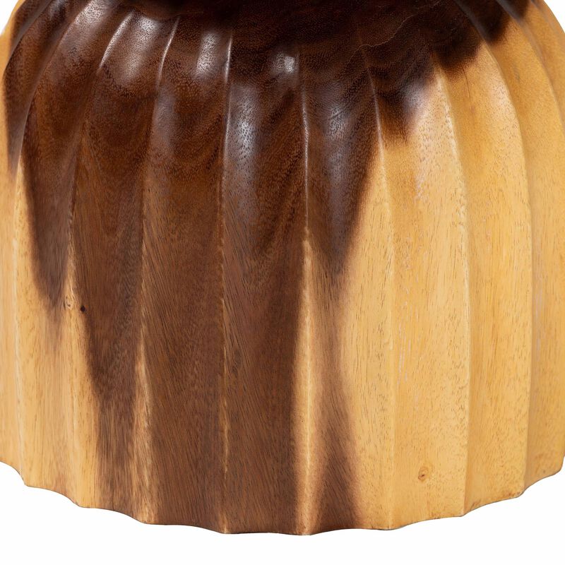 bali & pari Noleta Hand-carved Suar Wood Side Table &ndash; Sculptural Hourglass Accent Table with Natural Grain, Modern Boho Style for Living Room or Bedroom image number 4