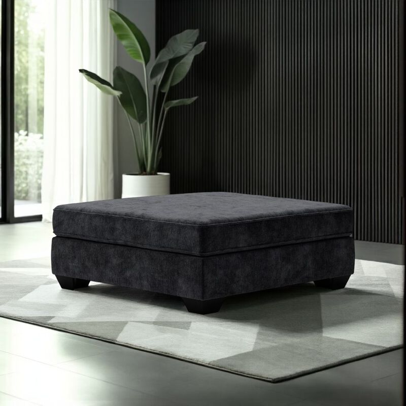 Lavie Square Oversized Accent Ottoman, Charcoal Gray Polyester 51 Inch