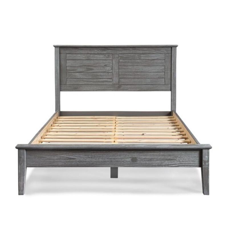Hivvago Contemporary Grey Solid Pine Platform Bed in Queen Size