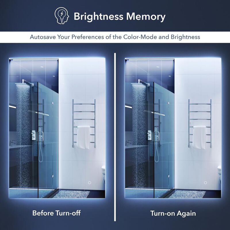 Jonathan Y Anti-Fog Aluminum Back Lit Tri Color Led Bathroom Vanity Mirror