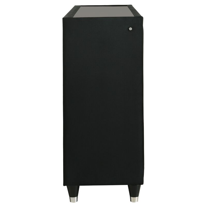 Maren Wide Dresser, 8 Drawers and LED Light, Black Tufted Velvet, Glass Top image number 5